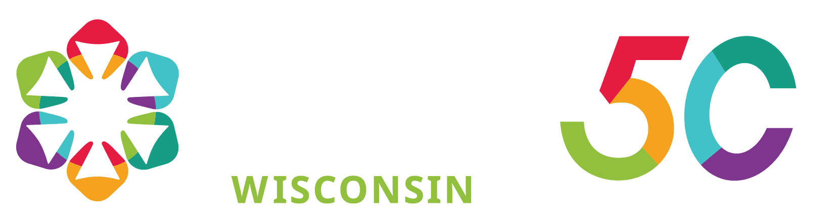 Colorful geometric logo, text reads Disability Rights Wisconsin, and large multicolored 50 YEARS, marking 50 years of the organization.